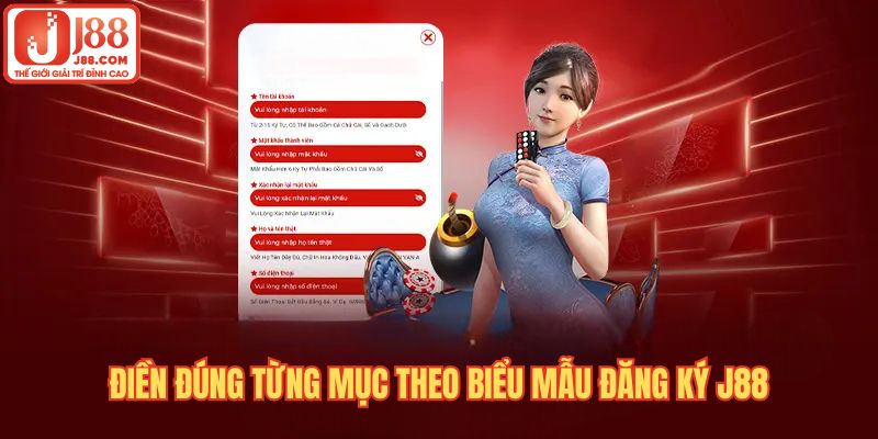 Điền đúng từng ô theo biểu mẫu đăng ký J88